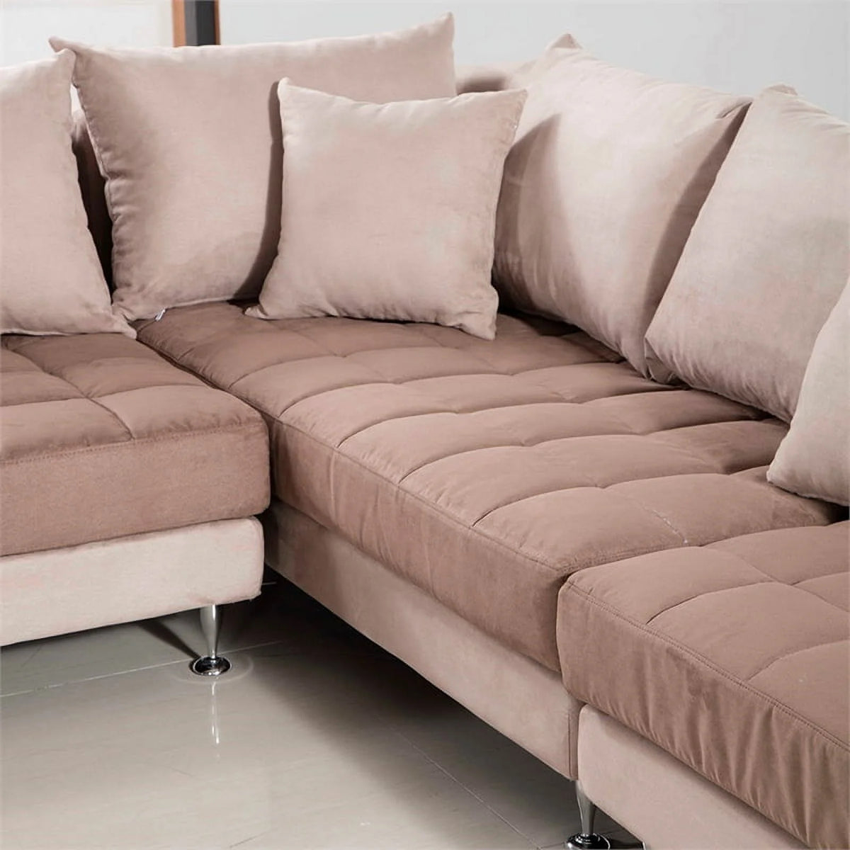 Light Brown Microfiber Sectional Chaise C991