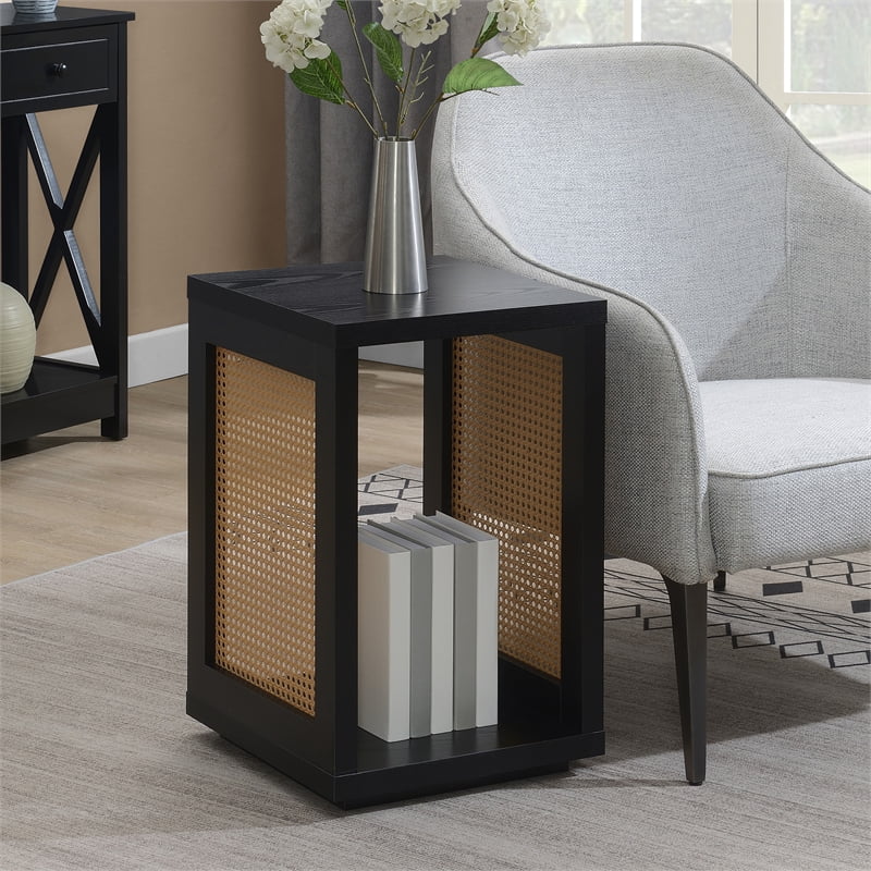Black Wood End Table with Shelf K668544