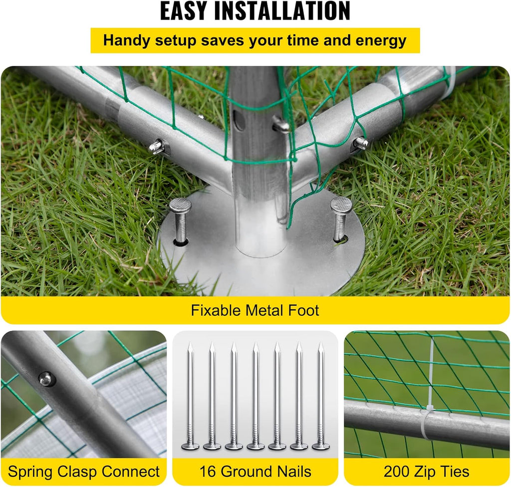 Large Metal Walk-in Chicken Coop with Waterproof Cover Y3337