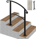 Black 3 Step Wrought Iron Handrail with Installation Kit K284252