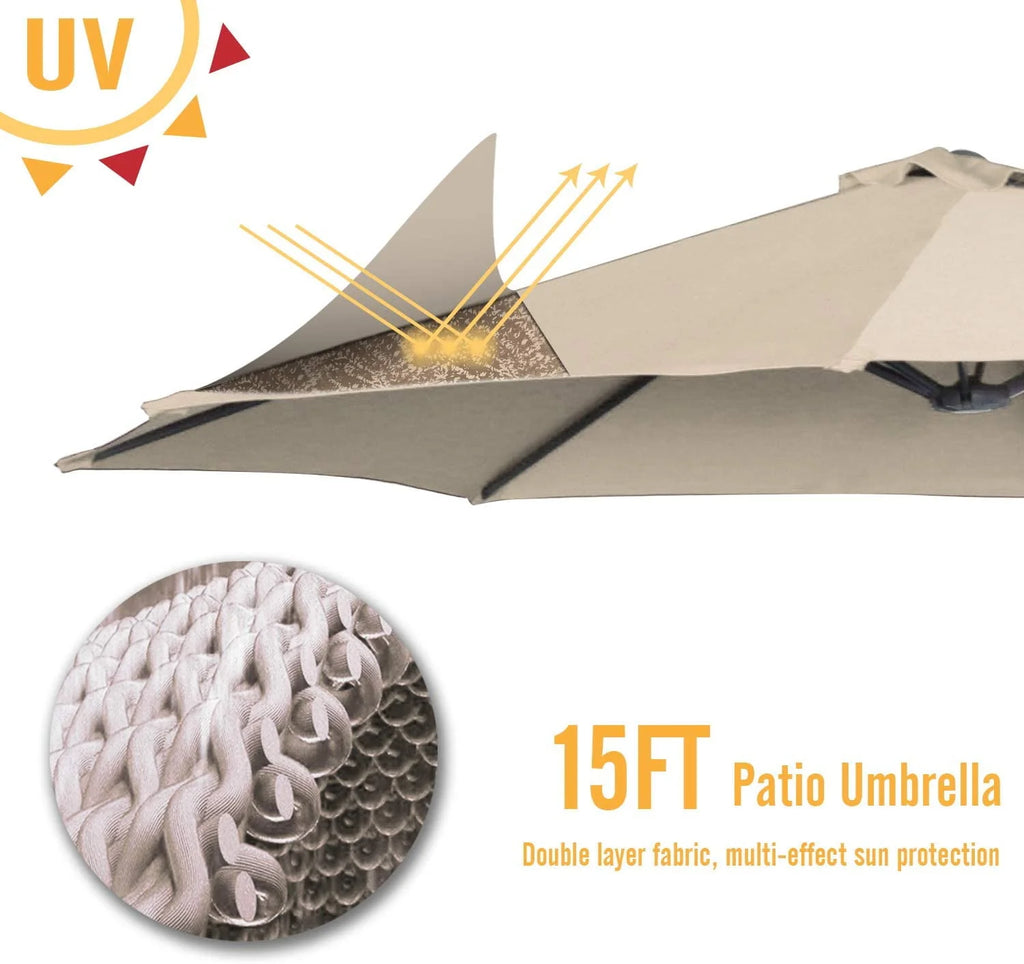 15 Ft Double Sided Patio Umbrella P7577