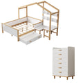 White Full Size Wooden House Bed with Desk and 6-Drawer Chest G988
