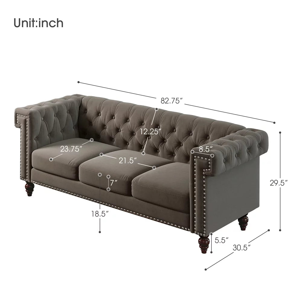 3 Seater Velvet Sofa with 3 Pillows F26332