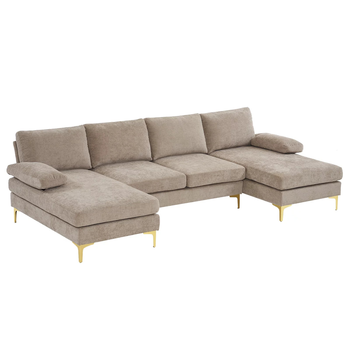 Black Chenille 4 Seat Sectional Sofa I66747