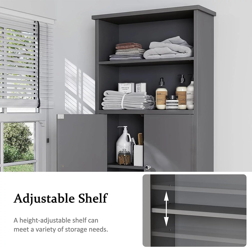 Over The Toilet Storage Cabinet with Adjustable Shelf, 75in, Gray X9929