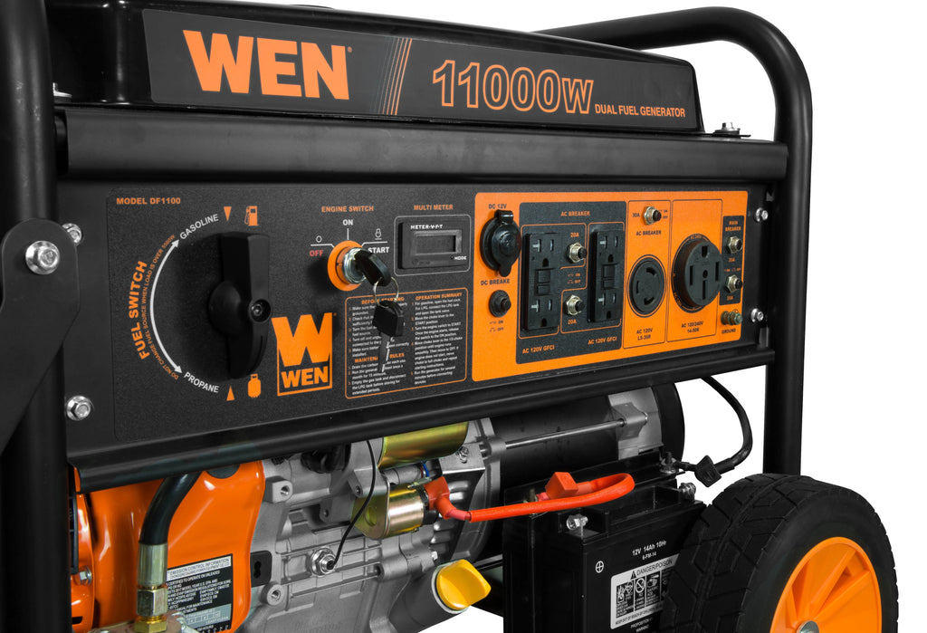 11,000-Watt Dual Fuel Portable Generator with Wheel Kit and Electric Start H711