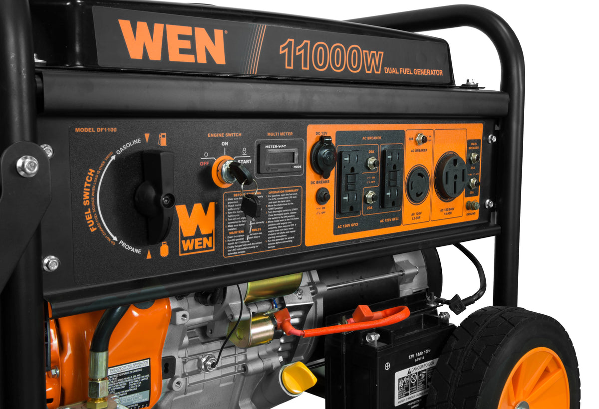 11,000-Watt Dual Fuel Portable Generator with Wheel Kit and Electric Start H711