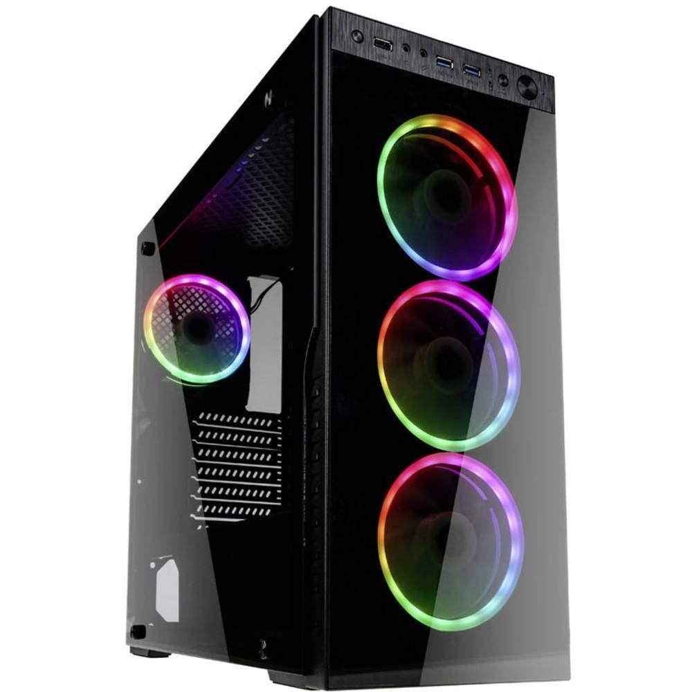 Black Tempered Glass Midi Tower Gaming Case M7914