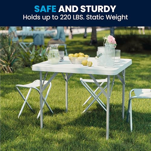 2.85' Square White Plastic Folding Table with Locking Legs Z628