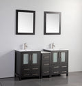 60 in. Double Sink Vanity Cabinet with Ceramic Sink & Mirror Espresso K814769