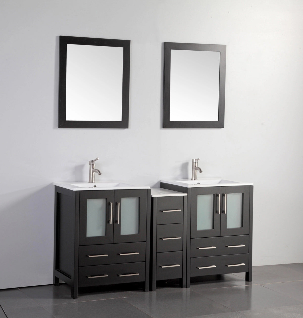 60 in. Double Sink Vanity Cabinet with Ceramic Sink & Mirror Espresso K814769