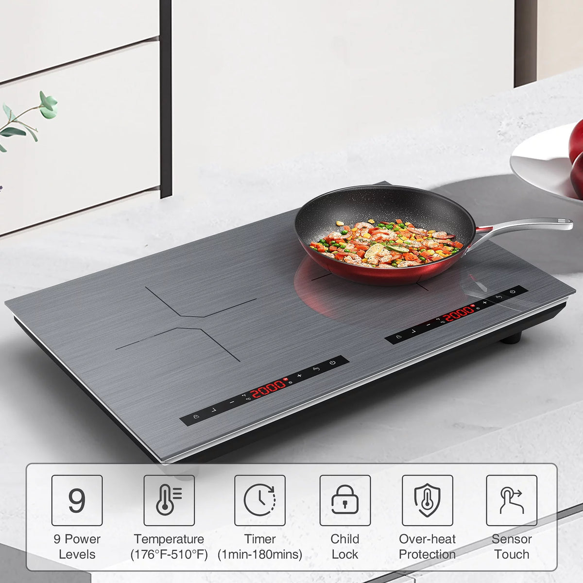 24 Inch 2 Burner 4000W Induction Cooktop E642