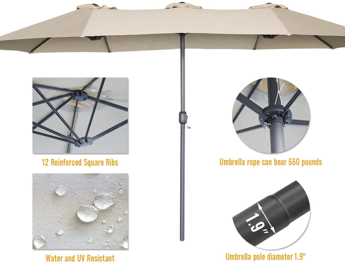 15 Ft Double Sided Patio Umbrella P7577