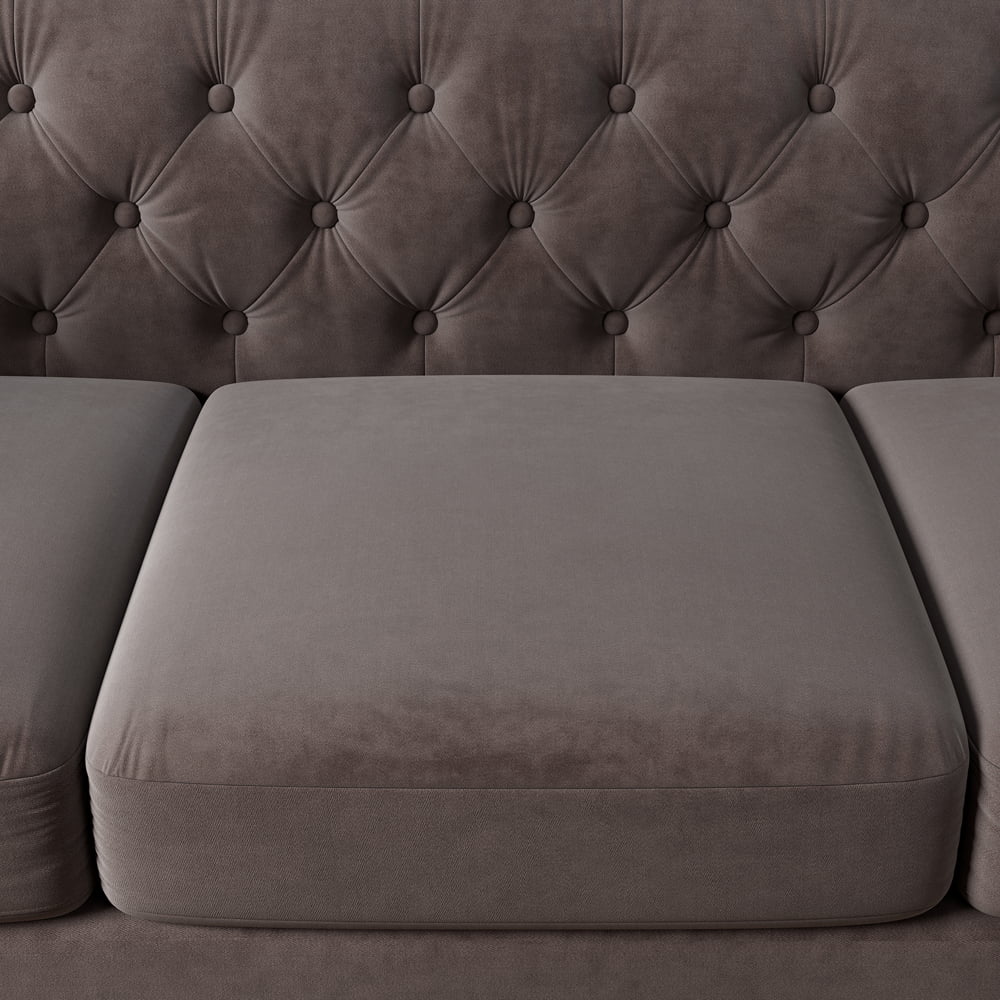 3 Seater Velvet Sofa with 3 Pillows F26332