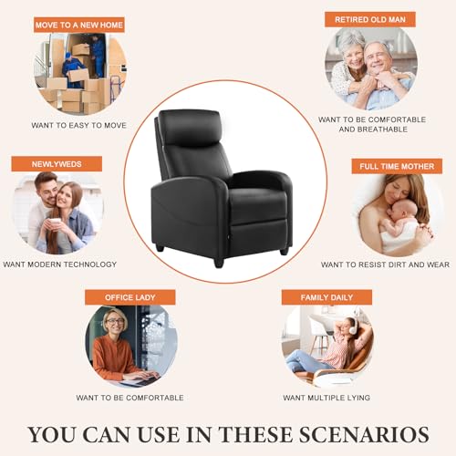 Black Adjustable Massage Recliner Chair with Lumbar Support T5494