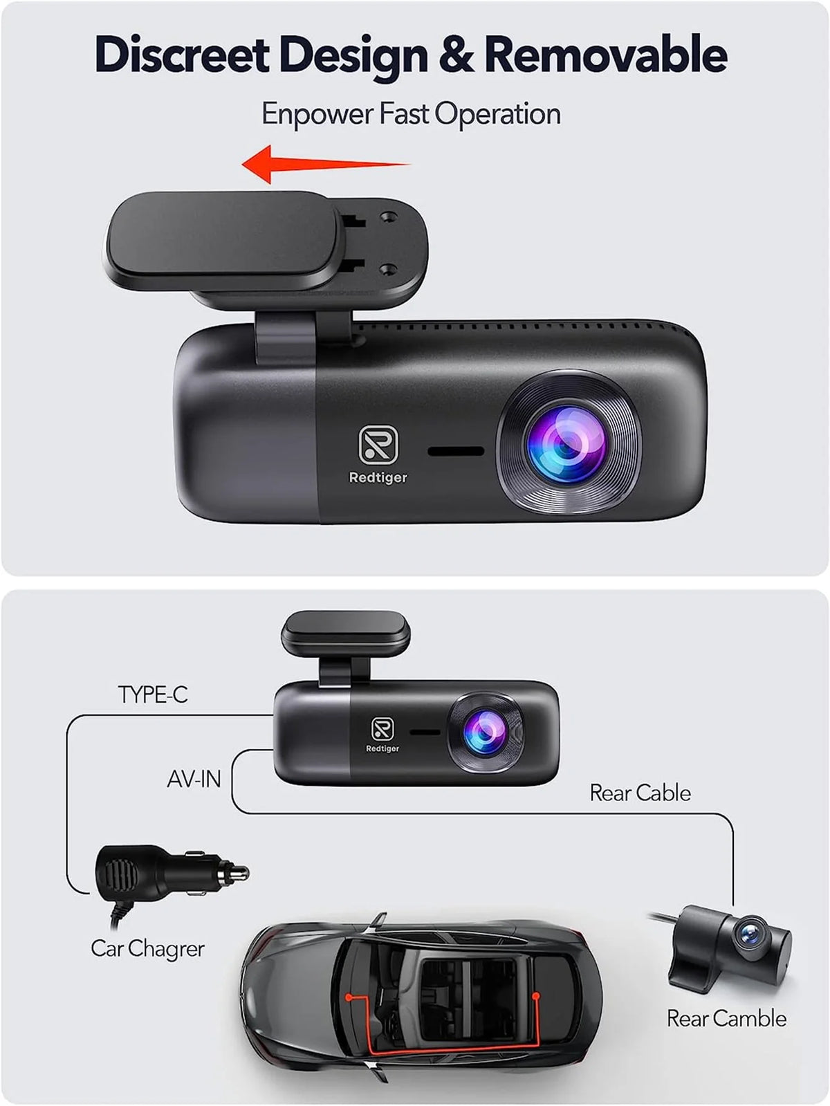 Dash Cam Front and Rear 4K 1080P with WiFi GPS Night Vision 32GB Card O8014