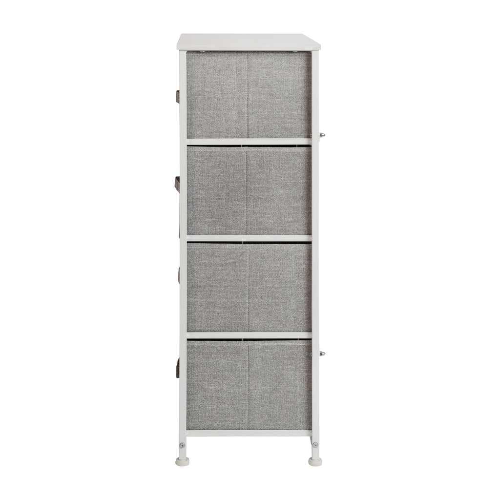 White 4 Drawer Fabric Storage Dresser O460813