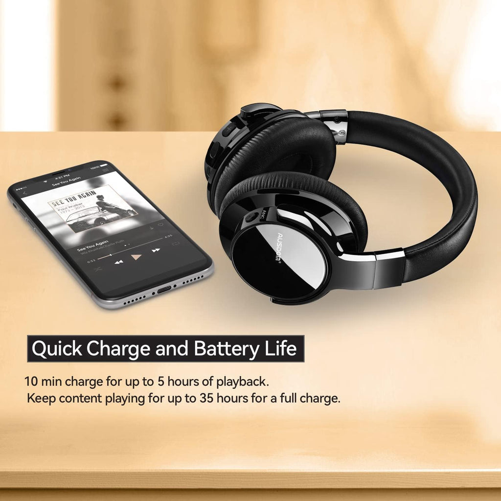 Active Noise Cancelling Wireless Bluetooth Over Ear Headphones with Microphone Q71123