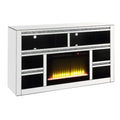 59 Inch Black Mirrored TV Media Stand with Fireplace B991067