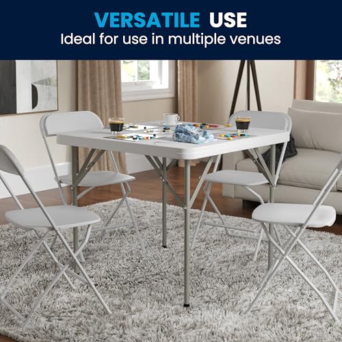 2.85' Square White Plastic Folding Table with Locking Legs Z628