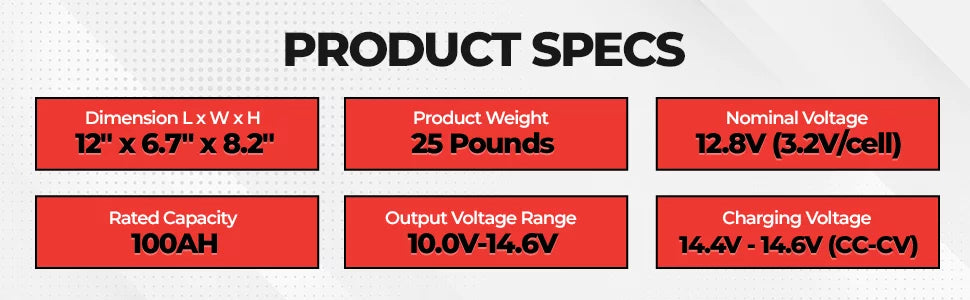 12V 100AH LiFePO4 Deep Cycle Battery with BMS H5808