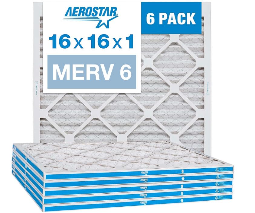 16x20x1 MERV 6 Pleated Air Filter, 6 Pack V21463