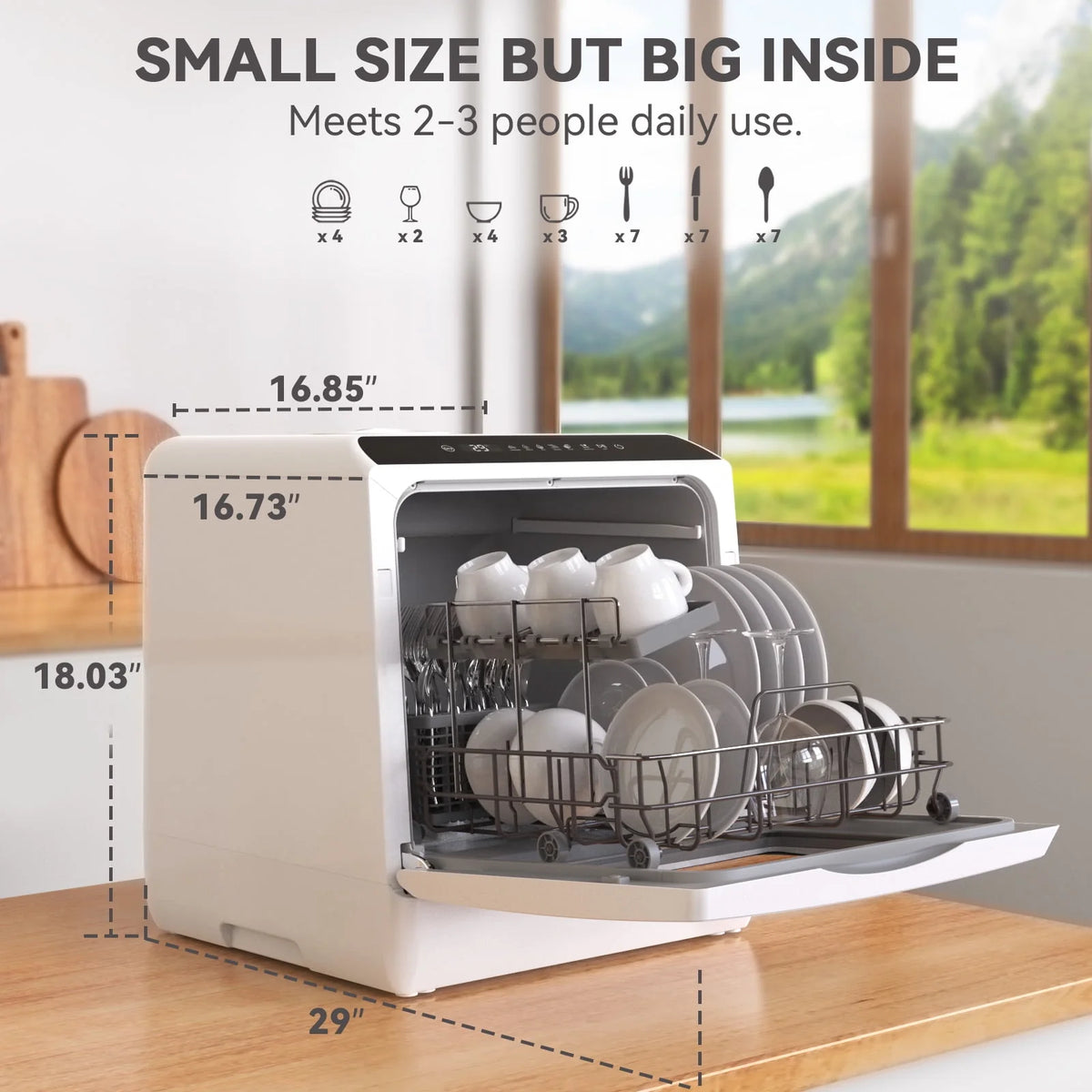 Portable Countertop Dishwasher with 5L Built-in Water Tank D572