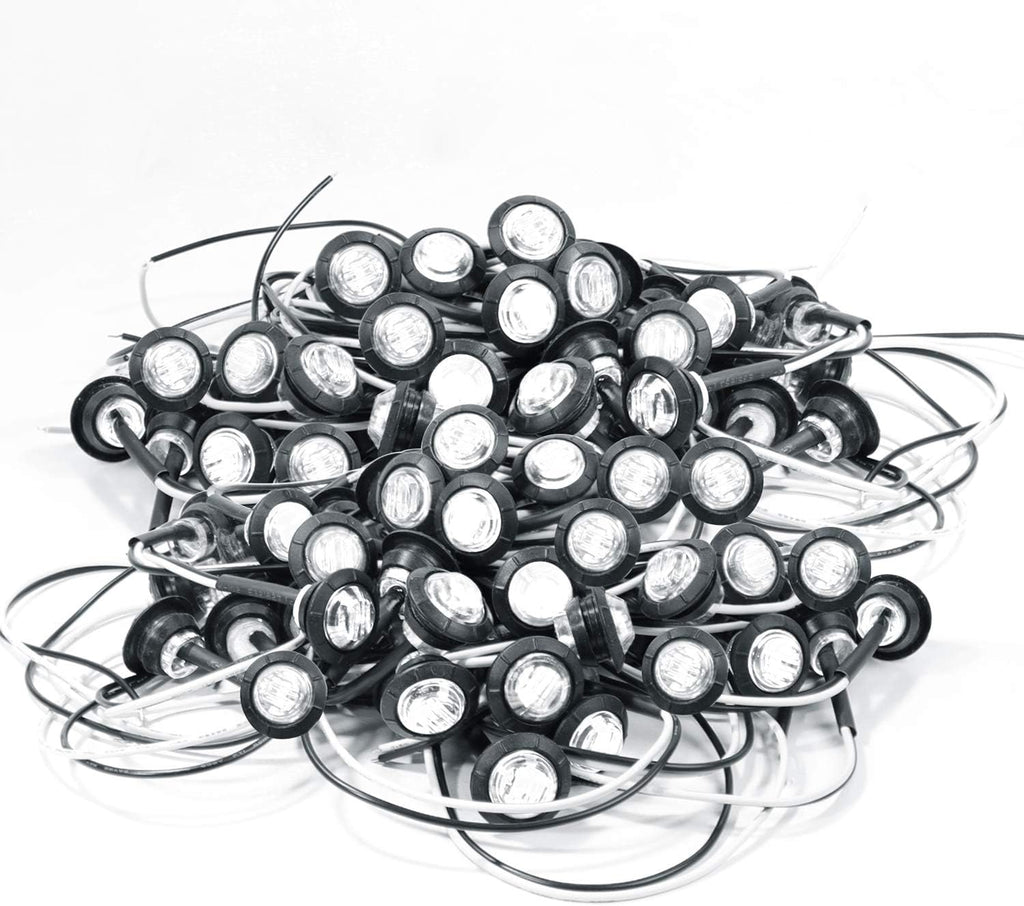 120 Pack 3/4 Inch Amber 3 LED Clear Lens Round Trailer Side Marker Lights N9689