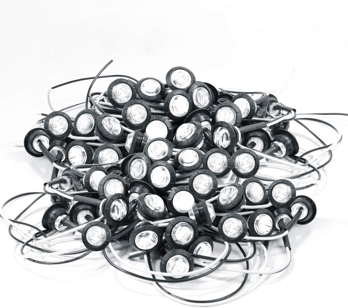 120 Pack 3/4 Inch Amber 3 LED Clear Lens Round Trailer Side Marker Lights N9689