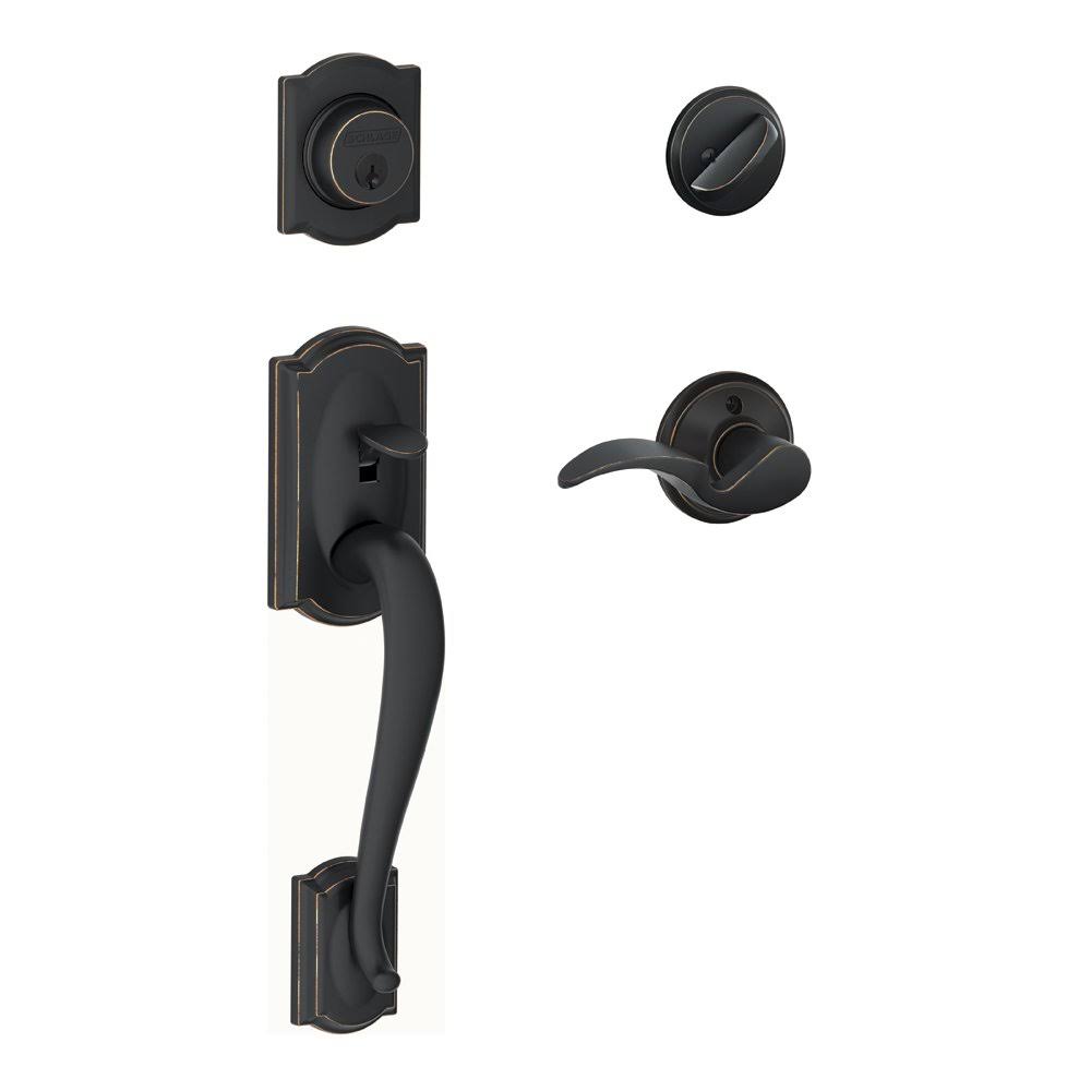 Aged Bronze Handleset with Deadbolt and Door Lever R52003