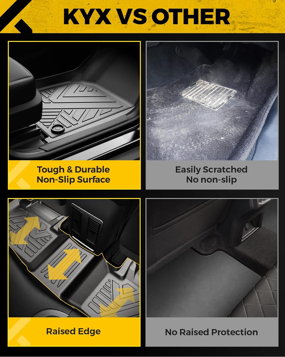All Weather TPE Black Car Floor Mats 1st and 2nd Row K6141