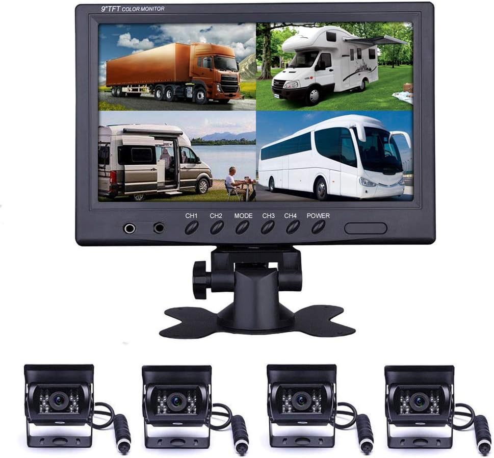 9'' Quad Split Screen HD Backup Camera System D169