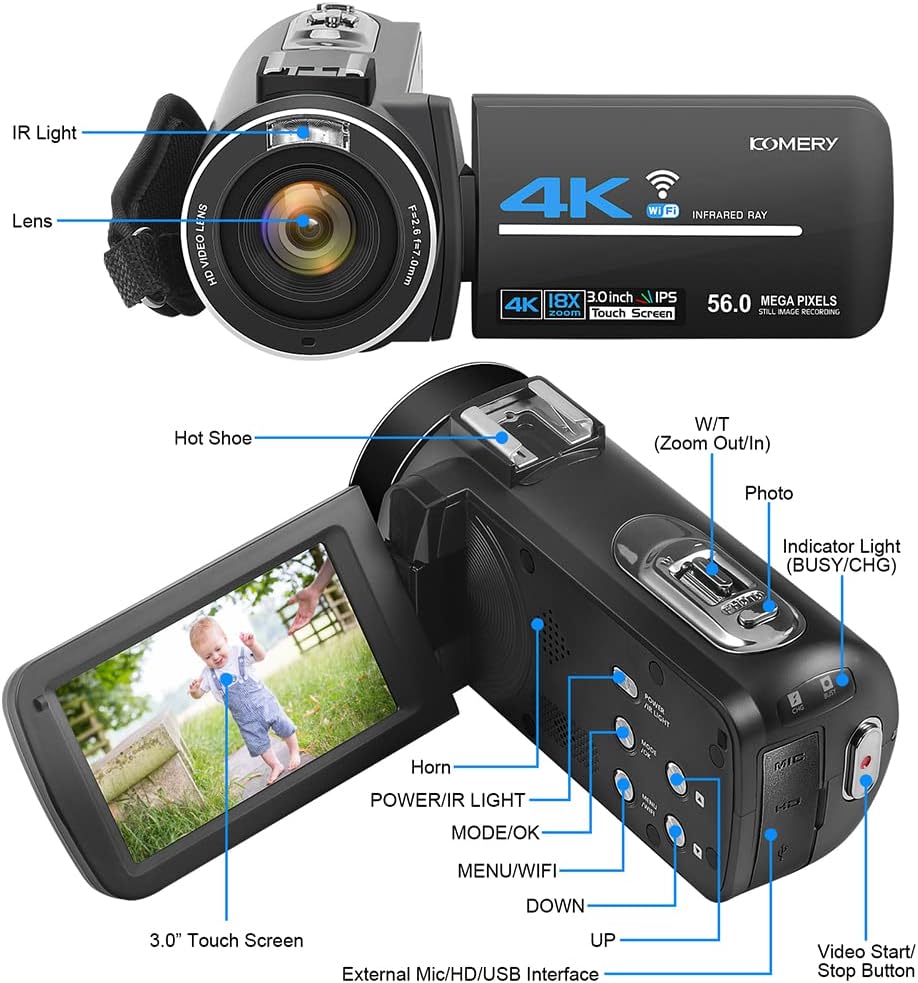 4K 56MP Camcorder with External Mic X92947