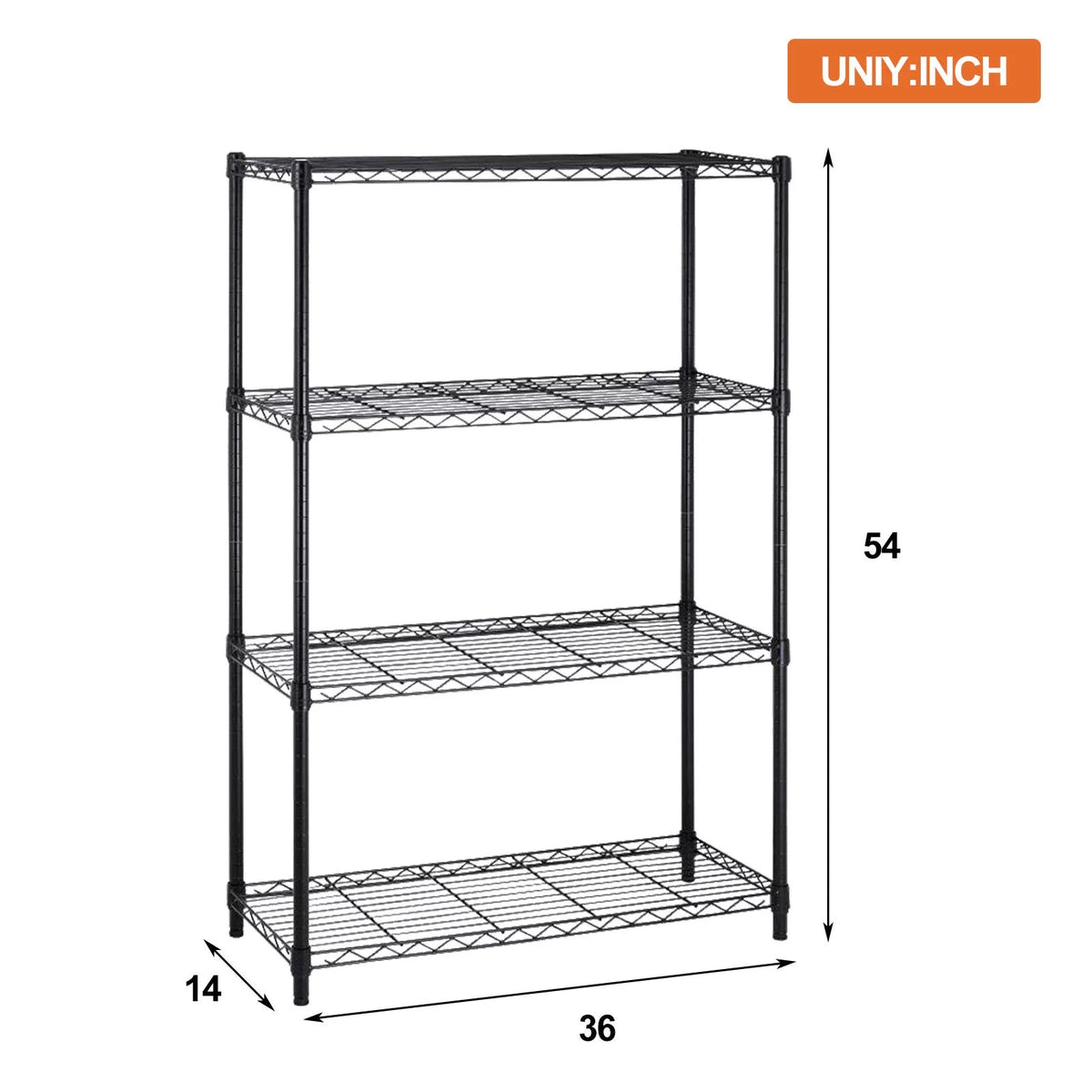 4 Tier Heavy Duty Adjustable Metal Shelving Unit with Wheels, Black K321