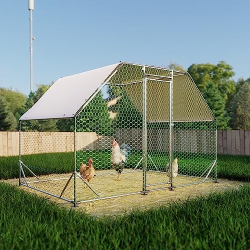 Large Metal Walk-in Chicken Coop with Waterproof Cover N453499