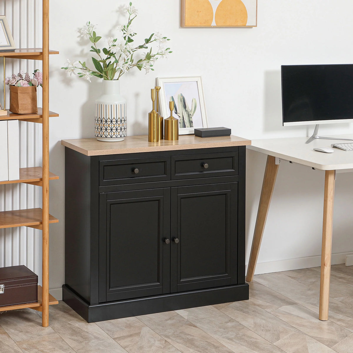 Black Sideboard Buffet Cabinet with 2 Drawers E936676