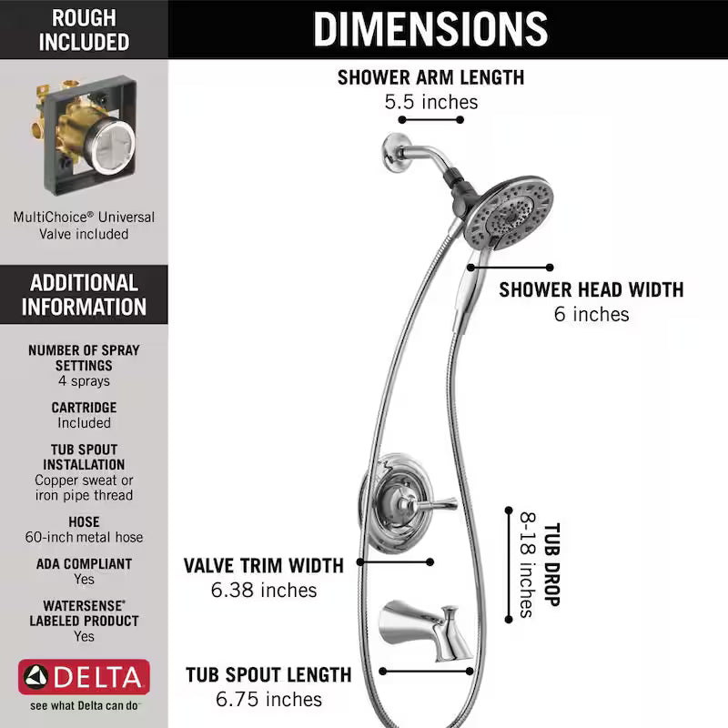Single-Handle 4-Spray Tub and Shower Faucet in Chrome B305