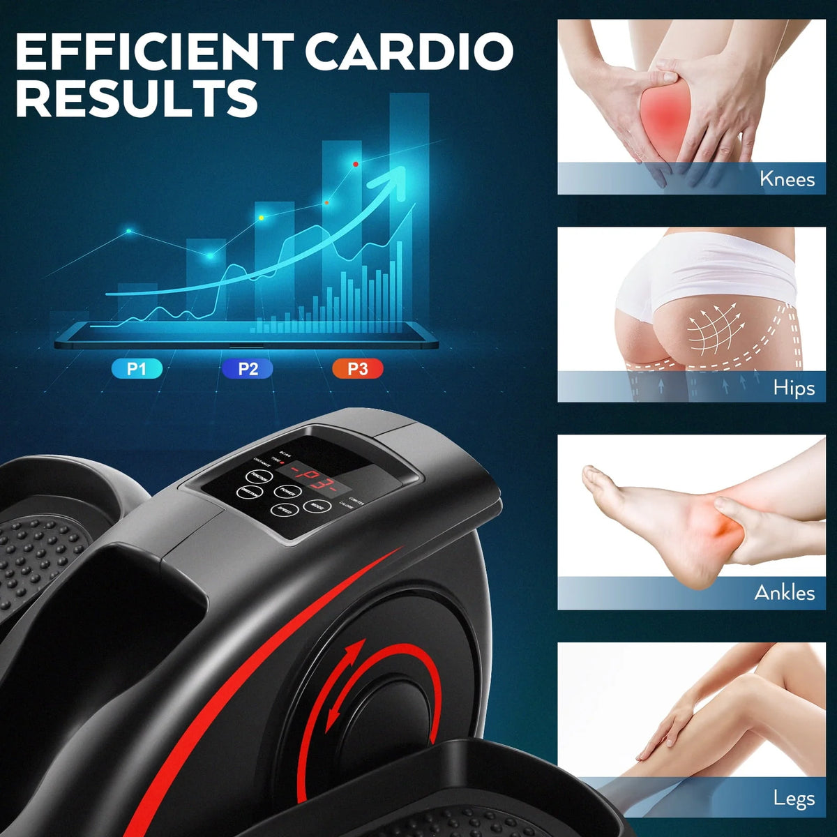 Under Desk Elliptical Machine with LCD Monitor M144