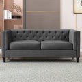 3 Seater Velvet Tufted Sleeper Sofa with Wood Legs Y6291