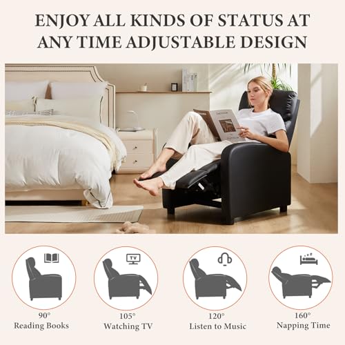 Black Adjustable Massage Recliner Chair with Lumbar Support T5494