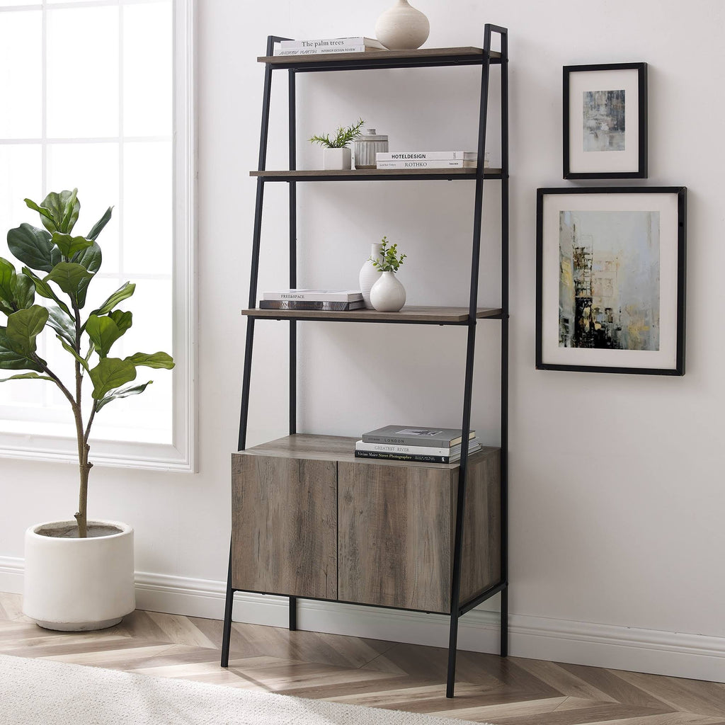 72-Inch Ladder Storage Bookshelf Dark Walnut H4604