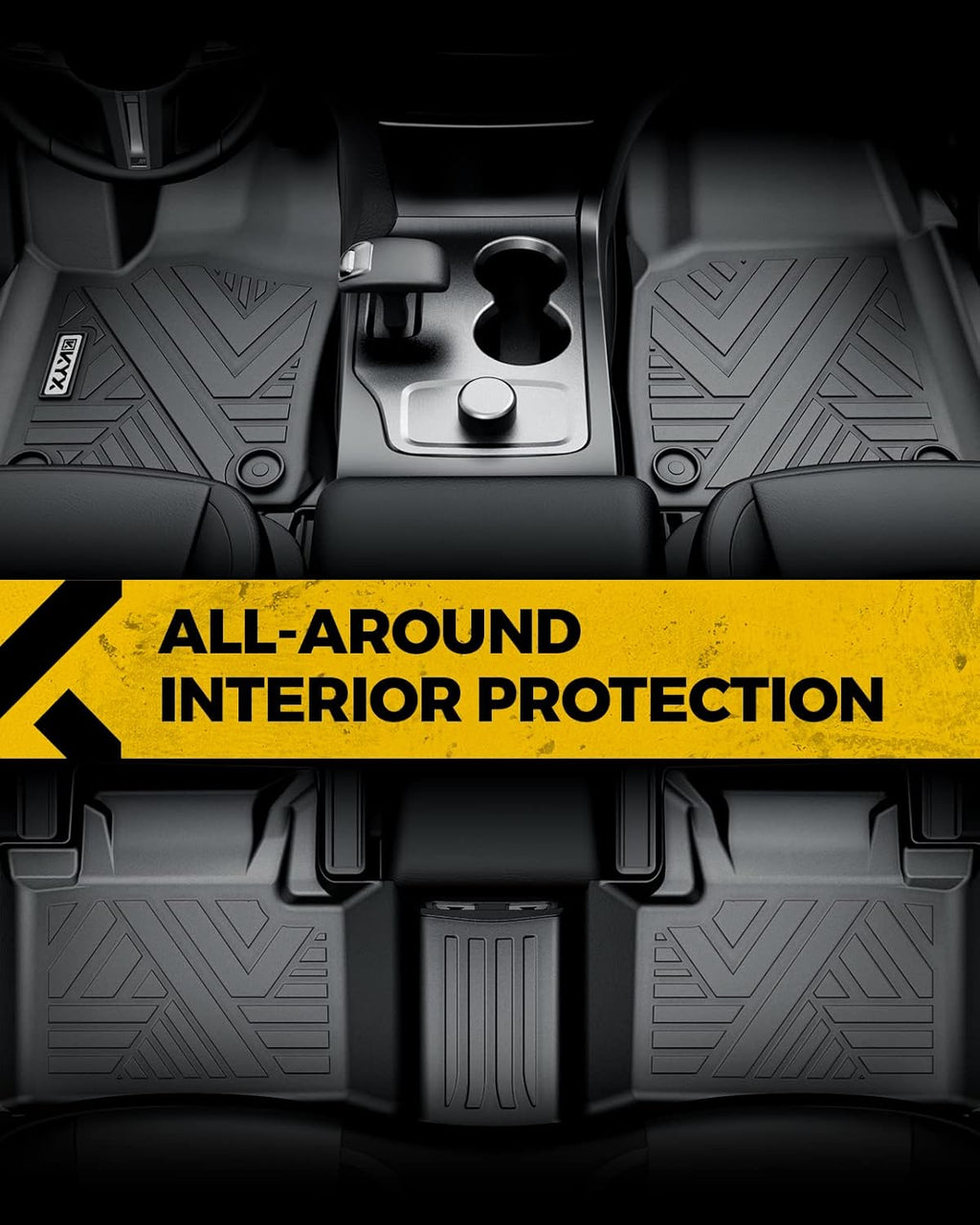 All Weather TPE Black Car Floor Mats 1st and 2nd Row K6141