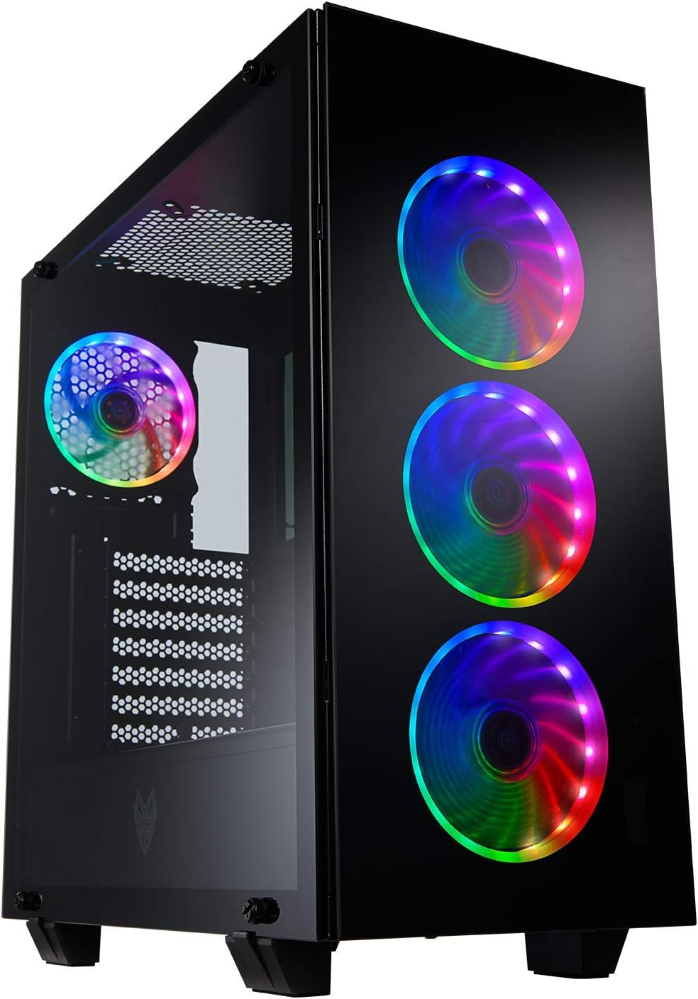ATX Mid Tower PC Gaming Case with Tempered Glass Panels and ARGB Fans J630345