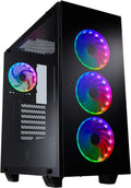 ATX Mid Tower PC Gaming Case with Tempered Glass Panels and ARGB Fans J630345