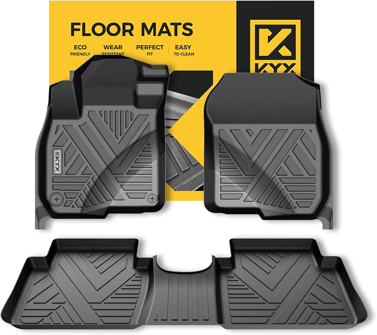 All Weather TPE Black Car Floor Mats 1st and 2nd Row K6141