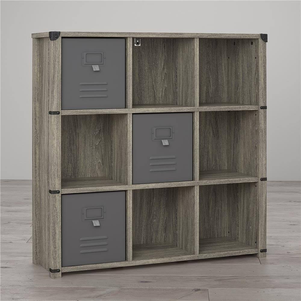 9 Cube Grey Oak Storage Bookcase U55961