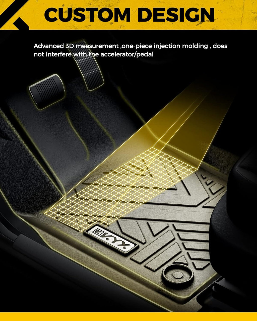 All Weather TPE Black Car Floor Mats 1st and 2nd Row K6141