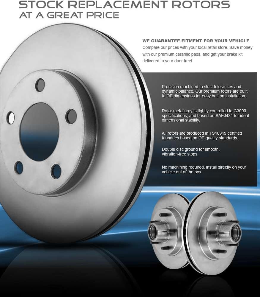 294mm Front + 302mm Rear 5 Lug Rotors + Ceramic Brake Pads + Hardware J535526