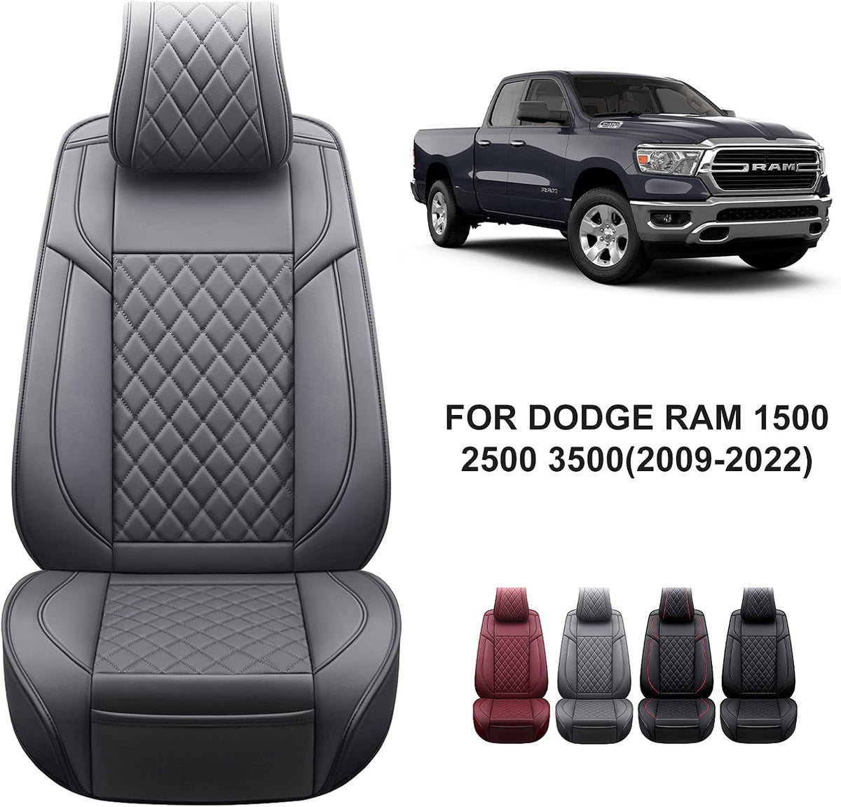Black Leather Truck Seat Covers Full Set Z308249