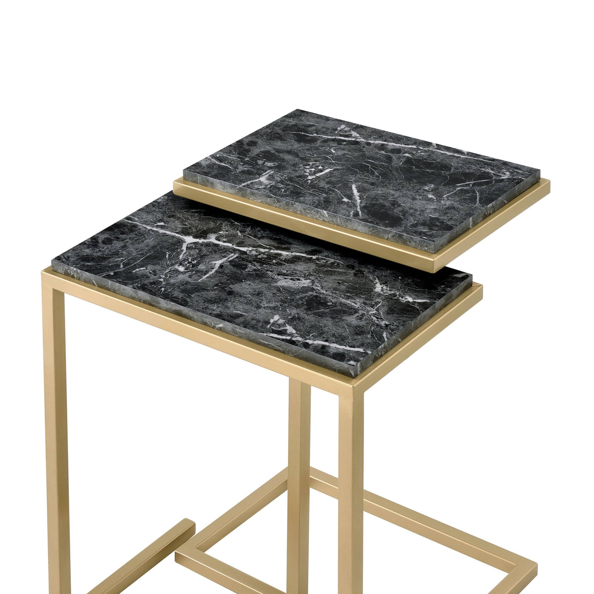 Gold White Faux Marble Top Nesting Tables F90800